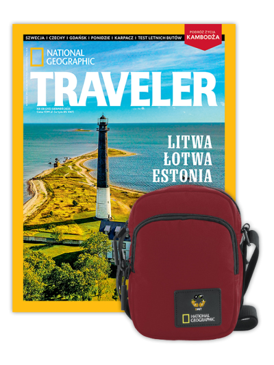 Roczna prenumerata Travelera z torbą na ramię NG OCEAN CZERWONA